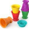 Baby Einstein, Stack and Squish Cups Infant to Toddler Collapsible Stacking and Sensory Toys for Beach, Bath, Floor and More, 6pcs, 3 Monthsplus Pink