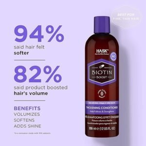 HASK Biotin Boost Thickening Conditioner, Thickening for all hair types, colour safe, gluten-free, sulfate-free, paraben-free - 1 355mL Bottle