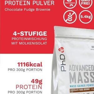 PhD Nutrition| Advanced Mass| Powder| Mass Gainer| High Calorie| High in Protein|