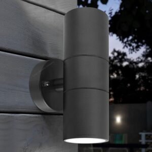 Long Life Lamp Company Black Stainless Steel Double Wall Light IP65 Up Down Outdoor Wall Light ZLC035B