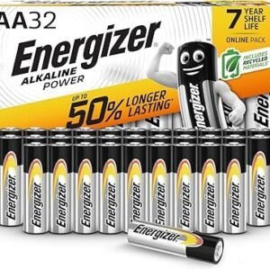 Energizer AA Batteries, Alkaline Power, 32 Pack, Double A Battery Pack