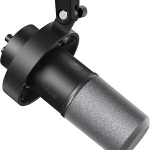 FIFINE Recording XLR/USB Microphone Studio Dynamic Podcast Cardioid Microphone for Vocal Voice-Over Music Streaming Gaming, with 3.5mm Headphones Jack, Mute Button, Black Metal Mic-K688