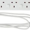 Masterplug Four Socket Extension with Individual Switches, 2 Metres, White