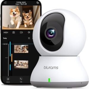blurams Pet Camera 2K, Indoor Camera, Dog Camera, 360° Home Security Camera, WiFi Baby Monitor, Night Vision, Motion Tracking, 2-Way Talk, Cloud&SD, APP Control, Works with Alexa(2.4GHz Only)