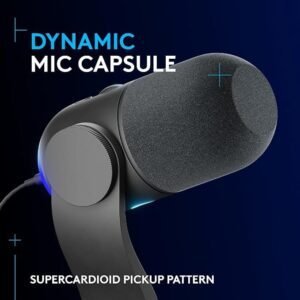 Logitech G Yeti GX Dynamic RGB Gaming Microphone with LIGHTSYNC, USB Mic for Streaming, Supercardioid, USB Plug and Play for PC/Mac - Black