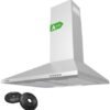 CIARRA Cooker Hoods 60cm CBCS6201 Stainless Steel Chimney vent Hood 600mm with Carbon Filters Recirculating Ducting Wall Mounted Kitchen Ventilation Extractor Fan