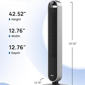 Dreo 42 Inch Pilot Max Smart Tower Fan, 25dB Quiet Cooling Fan for Bedroom, 12 Speeds Standing Fan with Remote, 7.9m/s Velocity Alexa Fan, 120° Oscillating Electric Fan, APP Control, 4 Modes,12H Timer