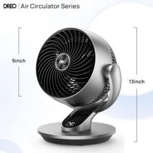 Dreo Smart Table Fan for Bedroom, 28dB Silent Air Circulator Fan with Remote, 7 Inch Diameter Cooling Quiet Desk Fan, 120° Vertical Manual+90° Horizontal Oscillating, 4 Speeds, 5 Modes, 12H Timer