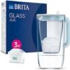 BRITA Glass Water Filter Jug Light Blue (2.5L) Starter Pack inc. 3x MAXTRA PRO All-in-1 cartridge - Premium Glass jug with easy-filling Flip-Lid and Indicator - in sustainable Smart Box packaging