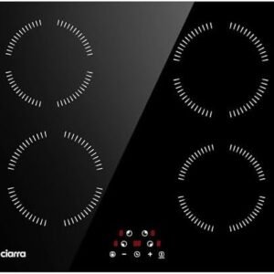 CIARRA CABBIH4-A Built-in Induction Hob 4 Zones Touch Control Ceramic Glass Plate 9 Power Levels Fast Heating Child Safety Lock Black