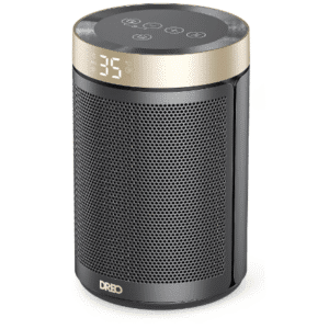 Dreo Electric Heater, 1500W Energy Efficient Space Silent Room Heater, Portable Ceramic Fan Heaters, Thermostat 3 Modes 12H Timer, Overheat & Tip Over Protection, for Bedroom, Atom 316, Gold