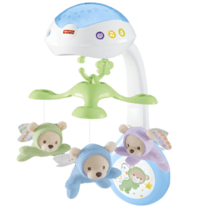 Fisher-Price Butterfly Dreams 3-In-1 Projection Mobile - Soothing Baby Sleep Aid with 3 Audio Modes and Plush Bears, Musical Cot Mobile