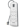 Belkin Extension Lead with USB Slots x 2 (2.4 A Shared), 6 Way/6 Plug Extension, 2m Surge Protected Power Strip - White