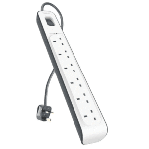 Belkin 6 Way/6 Plug 2m Surge Protection Extension Lead Strip, White