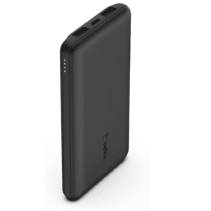 Belkin 10000mAh portable power bank, 10K USB-C portable charger with 1 USB-C port and 2 USB-A ports, battery pack for up to 15W charging for iPhone, Samsung Galaxy, AirPods, iPad, and more - Black