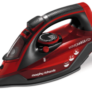 Morphy Richards EasyCHARGE Cordless Steam Iron, Ceramic Non-stick Soleplate, 130g Steam Boost, 30g Steam Output, 350ml Water Tank, Anti Drip, Anti Scale, Auto Shut-off, 2.5m Cord, 2400W, Red, 303250