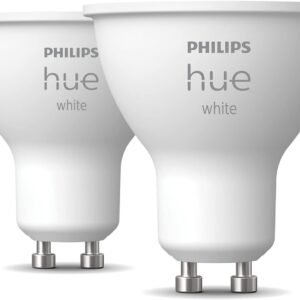 Philips Hue New White Smart LED Light Bulb 2 Pack [GU10 Spot] with Bluetooth Works with Alexa, Google Assistant, Apple Homekit for Indoor Home Lighting