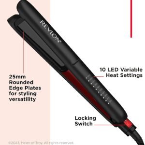 Revlon Smoothstay Coconut Oil-Infused Hair Straightener | 25mm Ceramic Plates, Floating Plates with Rounded Edges, Customizable Temperature up to 235°C